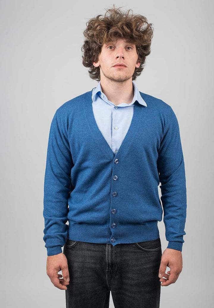 Dalle Piane Cashmere - Strickjacke aus gemischtem Kaschmir, Made in Italy - Herren S Blu Royal, S Bl