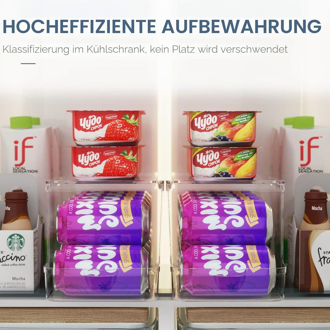 Soda-Dosenspender für Kühlschrank mit Deckel, stapelbarer Getränke-Organizer für Kühlschrank, transp
