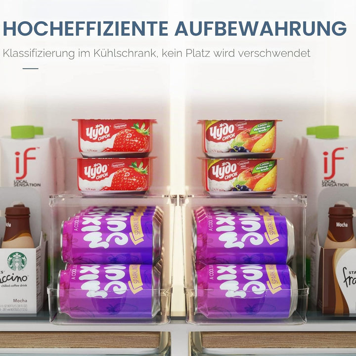 Soda-Dosenspender für Kühlschrank mit Deckel, stapelbarer Getränke-Organizer für Kühlschrank, transp