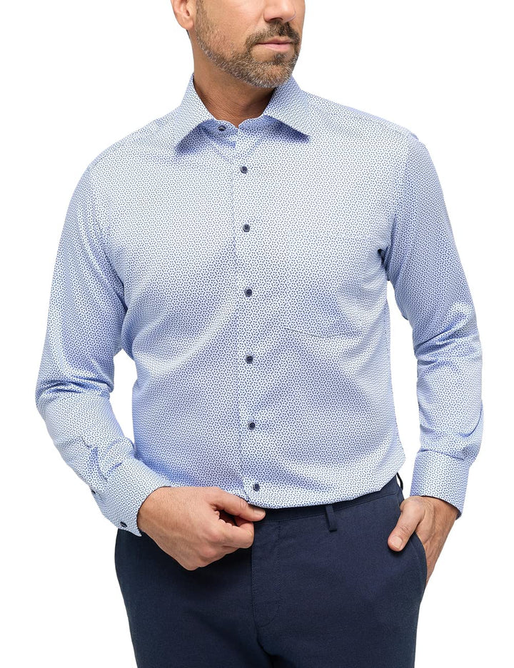 ETERNA Herren bedrucktes Baumwollhemd MODERN FIT 41 Hellblau, 41 Hellblau