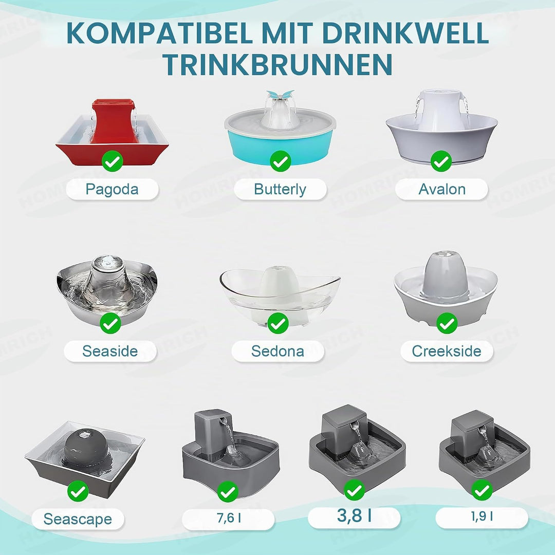 Ersatzfilter für PetSafe Drinkwell, 8 Pack Ersatz Aktivkohlefilter Haustier Trinkbrunnen Filter für
