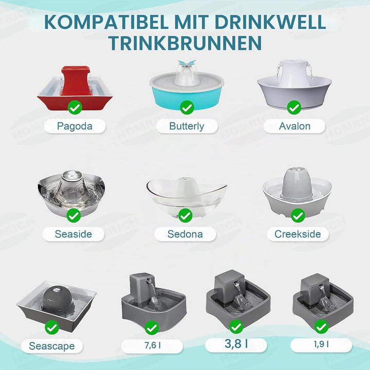Ersatzfilter für PetSafe Drinkwell, 8 Pack Ersatz Aktivkohlefilter Haustier Trinkbrunnen Filter für