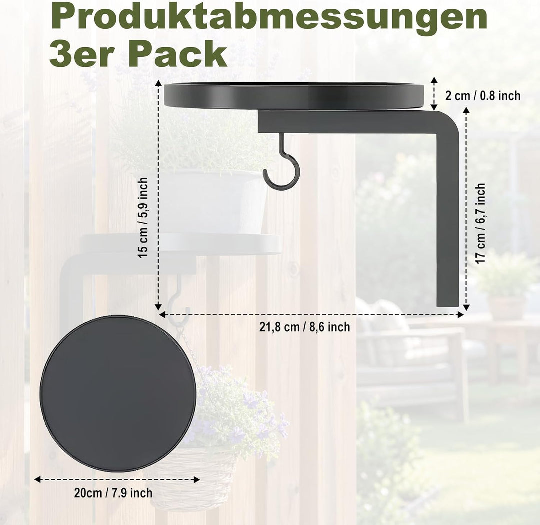 Wandbehang Pflanzenregal 3er Set, Pflanzenhalter mit Ablage und Haken | Platzsparend &amp; Einfach zu Mo