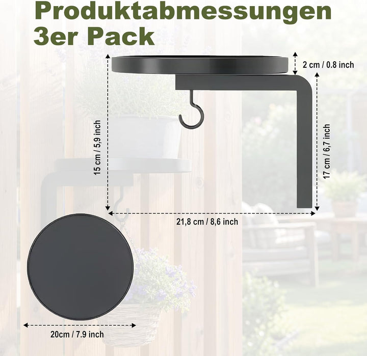 Wandbehang Pflanzenregal 3er Set, Pflanzenhalter mit Ablage und Haken | Platzsparend &amp; Einfach zu Mo