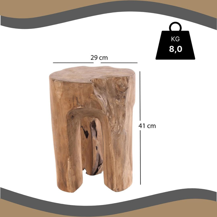 DESIGN DELIGHTS RUSTIKALER BAUMSTAMM HOCKER Log | 41x29x29 cm (HxBxT), Altholz, Natur | Sitzhocker L