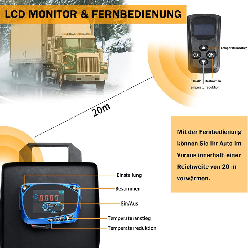 UISEBRT 8KW Standheizung Diesel Lufterhitzer 12V, Air Diesel Heizung Dieselheizung mit Schalldämpfer