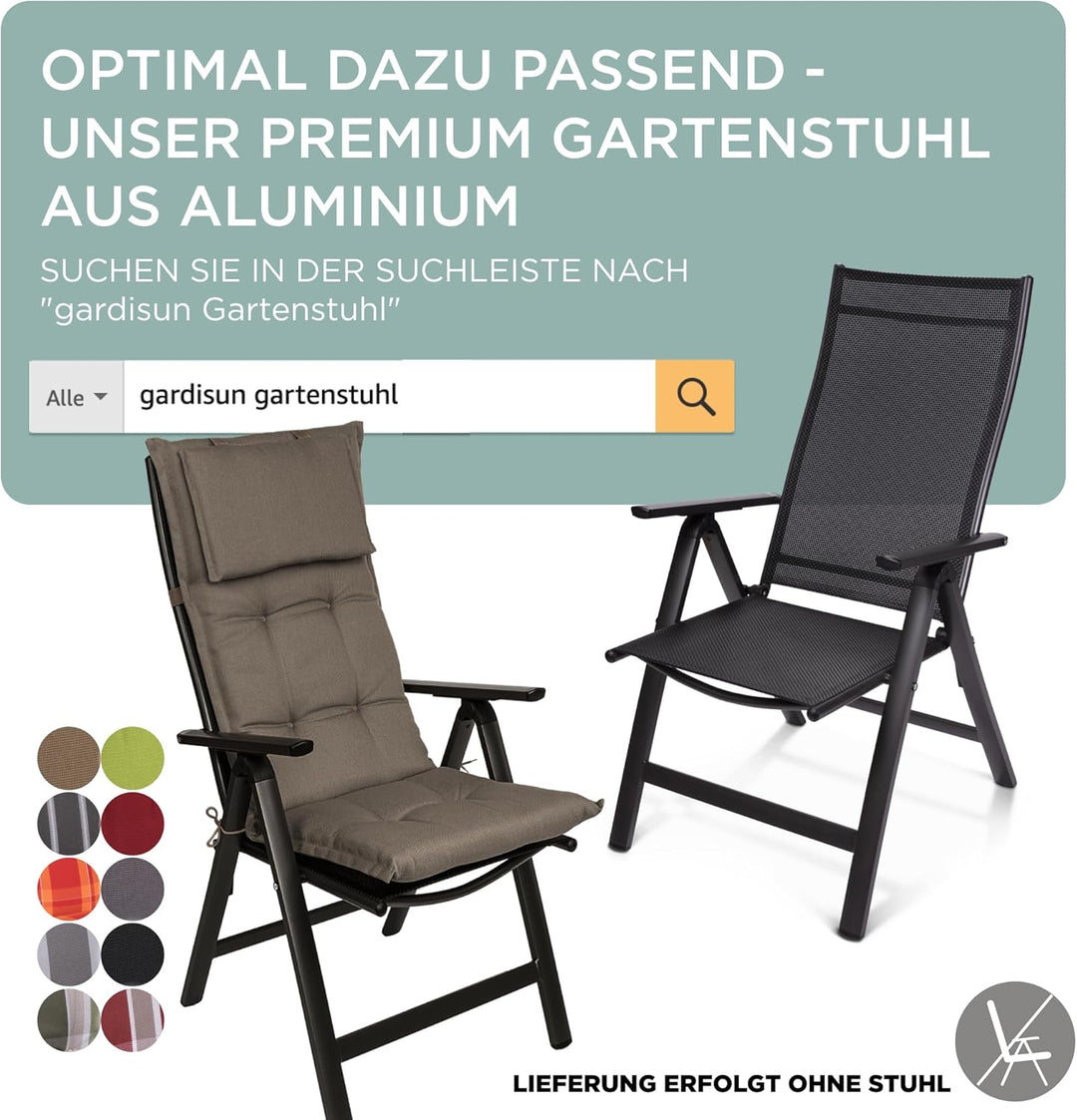 gardisun Gartenstuhlauflagen Hochlehner mit Kopfteil I Extra Dicke Sitzauflagen I Made in Europe I I