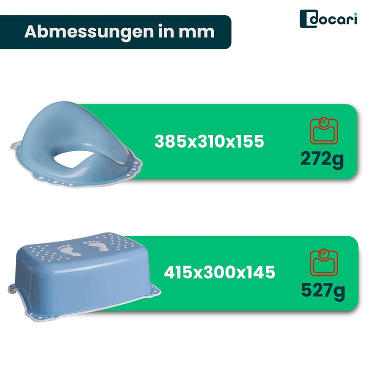 Toilettentrainer mit Treppe als Set blau - Toilettensitz Kinder und Tritthocker Kinder - Toilettensi