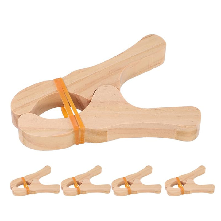 Supvox 5 Stück Holz Spielclips für Deckenburgbau, Unlackierte Bauklammern mit Gummiband für Höhlenba