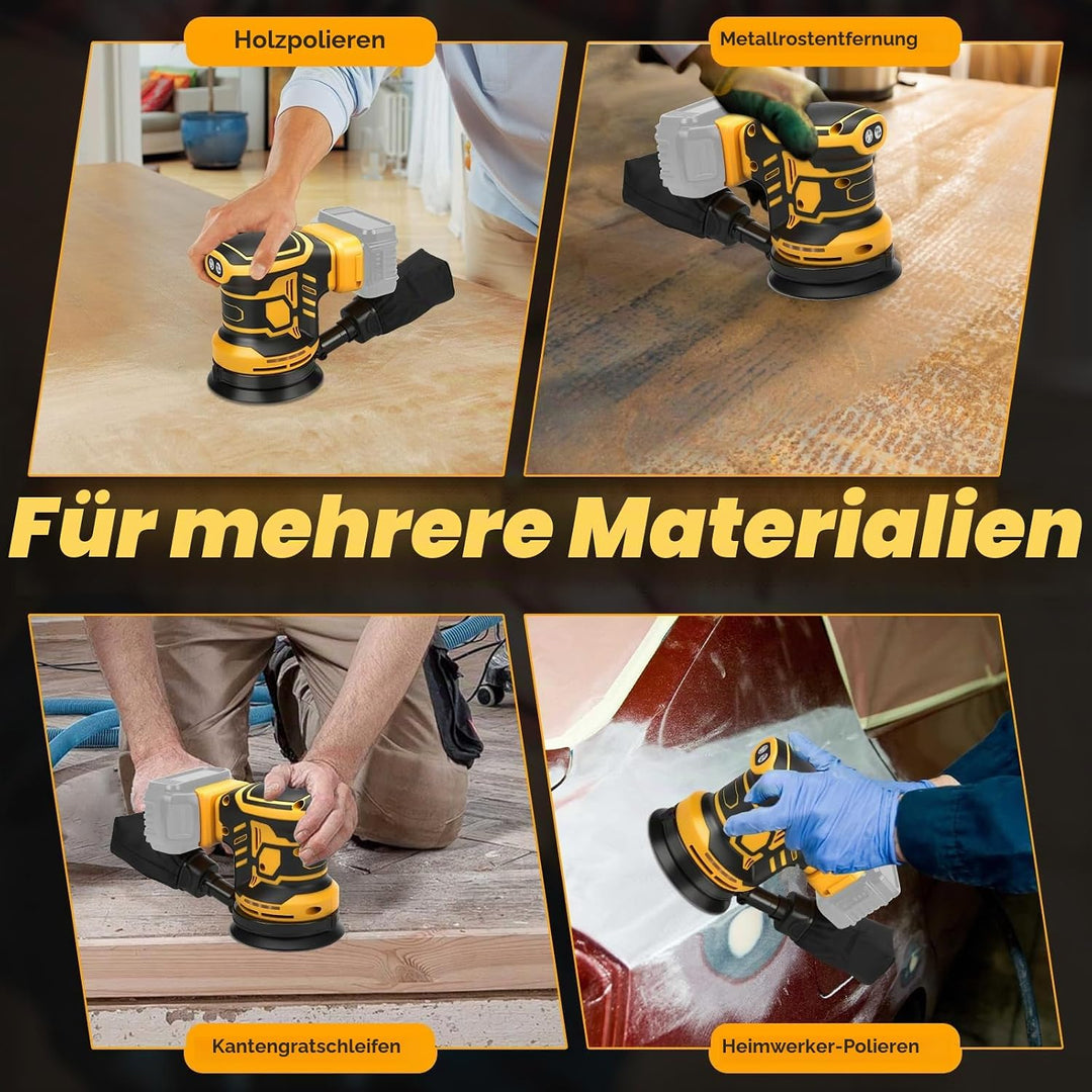 Exzenterschleifer für DeWalt 20V Akku(no Akku),125mm Schleifmaschine, 3 Geschwindigkeiten 7,000-11,0