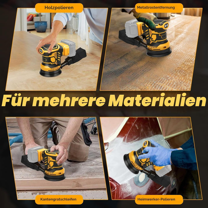 Exzenterschleifer für DeWalt 20V Akku(no Akku),125mm Schleifmaschine, 3 Geschwindigkeiten 7,000-11,0