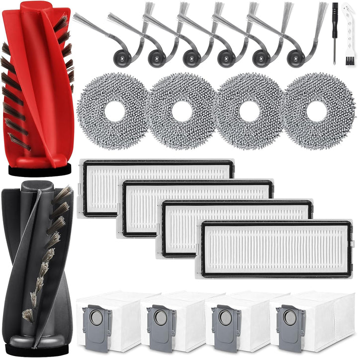 22 Stück Zubehör für Roborock Qrevo Curv/Qrevo Curv S5X / Qrevo Edge/Qrevo S5V Saugroboter, 2 Hauptb