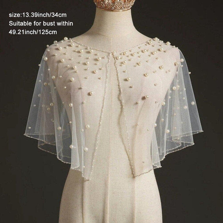Hochzeitszubehör Braut Umhang Perlen Hochzeit Cape Short Front Long Rücken Frauen Wicke Cape Wrap Sc