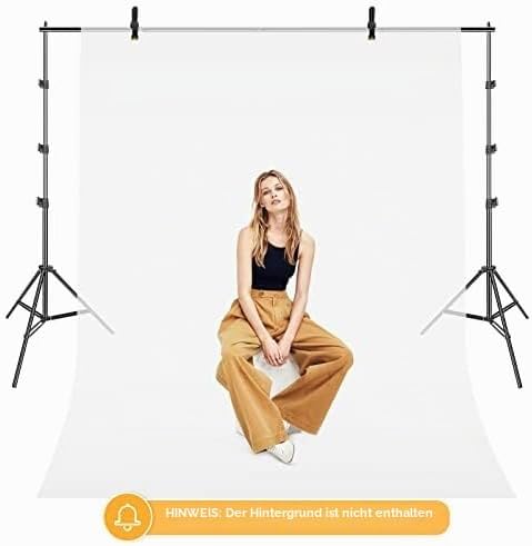 EMART Fotohintergrund Ständer 2,6m x 3m, Verstellbare Foto Hintergrundsystem Fotografie mit 2 Federk