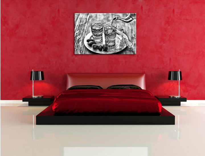 Monocrome, Arabischer Tee, Format: 100x70 auf Leinwand, XXL riesige Bilder fertig gerahmt mit Keilra