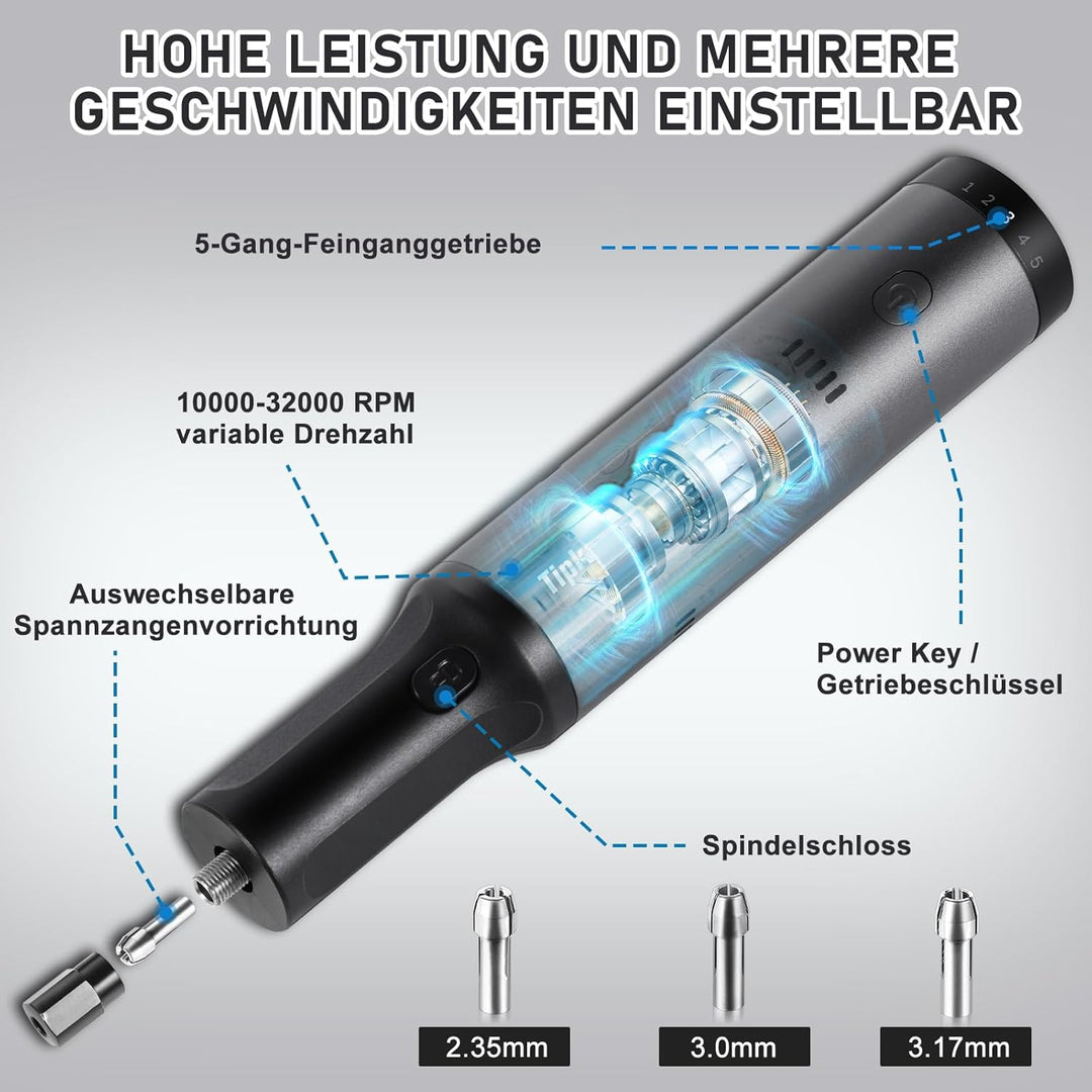 Akku Multifunktionswerkzeug, Rotationswerkzeug 7.2V, 5 Variable Drehzahl 10000–30000 U/min, Multitoo