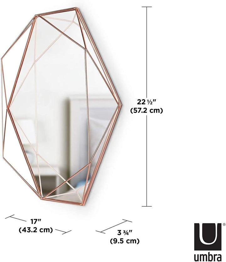 Umbra Prisma Wandspiegel für horizontale oder vertikale Anbringung, Metall, Kupfer