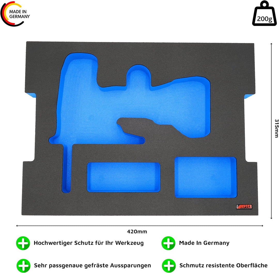 𝖠𝖯𝖳𝖤𝖷 Schaumeinlage passend für Bosch Professional Akku-Stichsäge GST 18V-Li S für L-Boxx 102 G4, 13