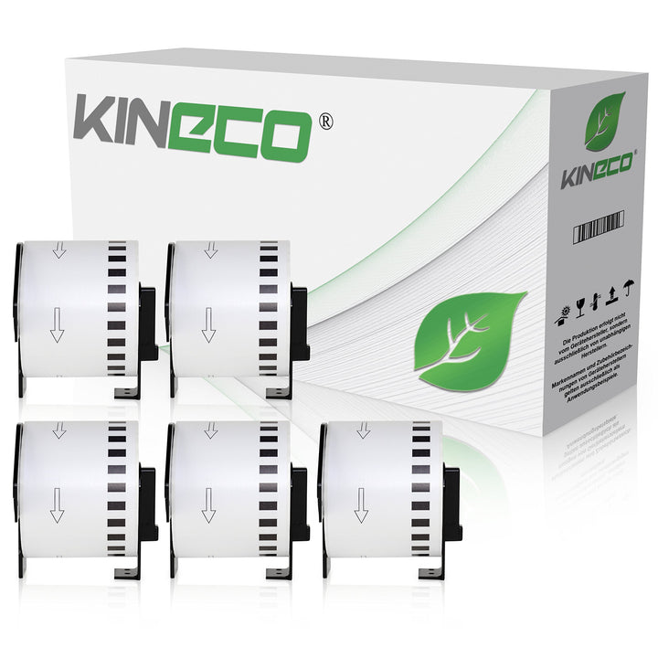 Kineco 5X Endlos-Etikett kompatibel für Brother DK22205 62mm x 30,48m P-Touch QL-1050 1060N 500 550
