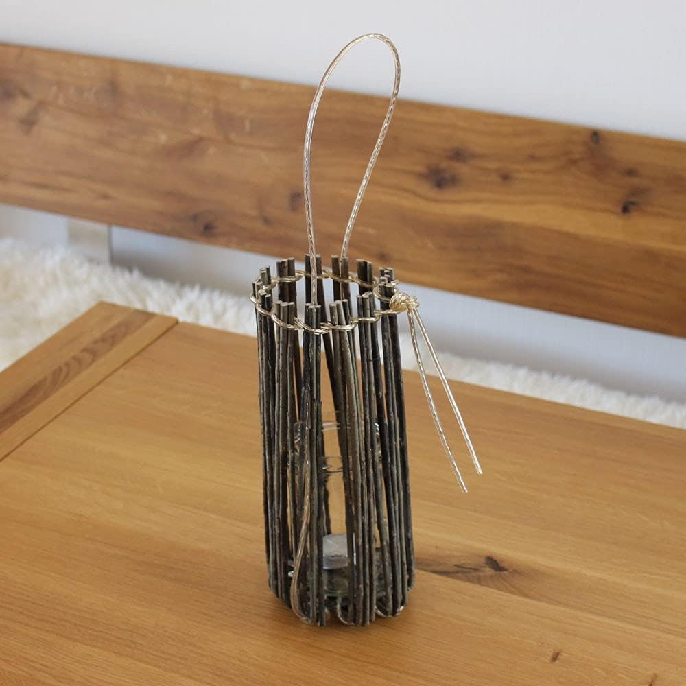 Laterne aus Weiden, kleine Variante, 26 cm hoch, Weidenlaterne mit Glaseinsatz, Dekoration