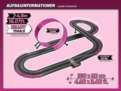 Carrera - 20062579 - Carrera GO!!! Pink Action Racing Rennbahn-Set I Rennbahn mit lizensierten Slotc