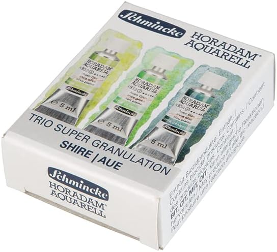 Schmincke – HORADAM® AQUARELL, Super Granulation Trio Aue, 5 ml Tuben, 74 619 097, Kartonset, sehr s