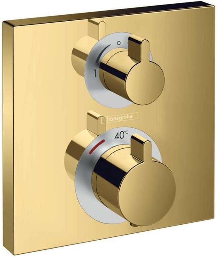 hansgrohe Unterputz Theromstat Ecostat Square, für 2 Funktionen, Polished Gold Optic, Polished Gold