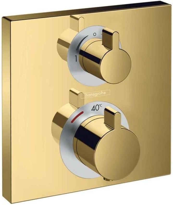 hansgrohe Unterputz Theromstat Ecostat Square, für 2 Funktionen, Polished Gold Optic, Polished Gold