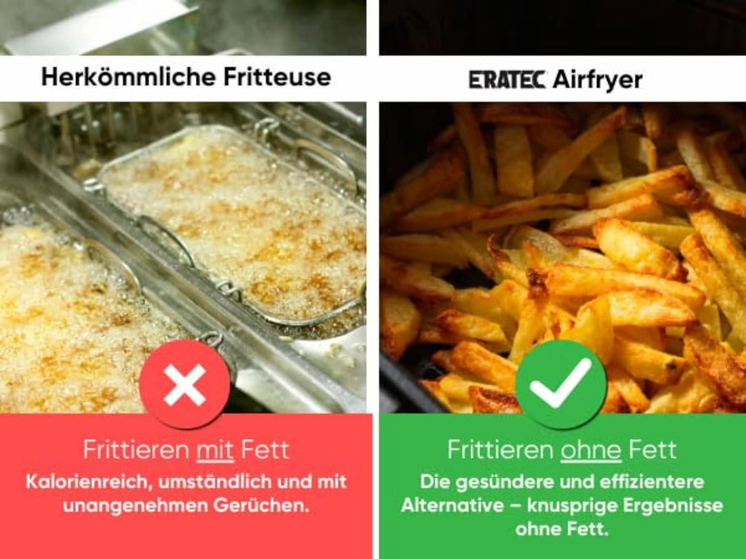 ERATEC AF-60 Heissluftfritteuse XXL 5,5L 1500W Air Fryer ohne Öl Heisluftfritöse mit LED Touchscreen