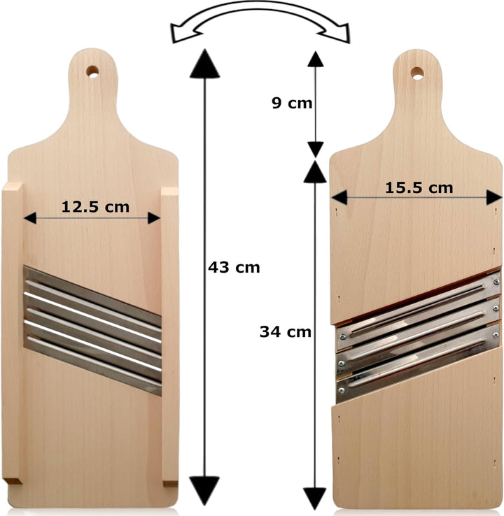 OSTENTO Krauthobel | Mandoline Gemüsehobel Holz - Kohlhobel Kohlreibe Kohlschneider Krautschneider G
