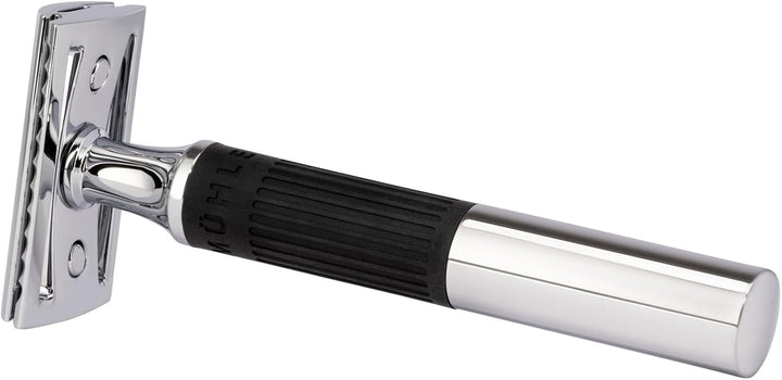 MÜHLE NEO Rasierhobel - Sicherheitsrasierer für einsteigerfreundliche Nassrasur - Metall mit Gummigr