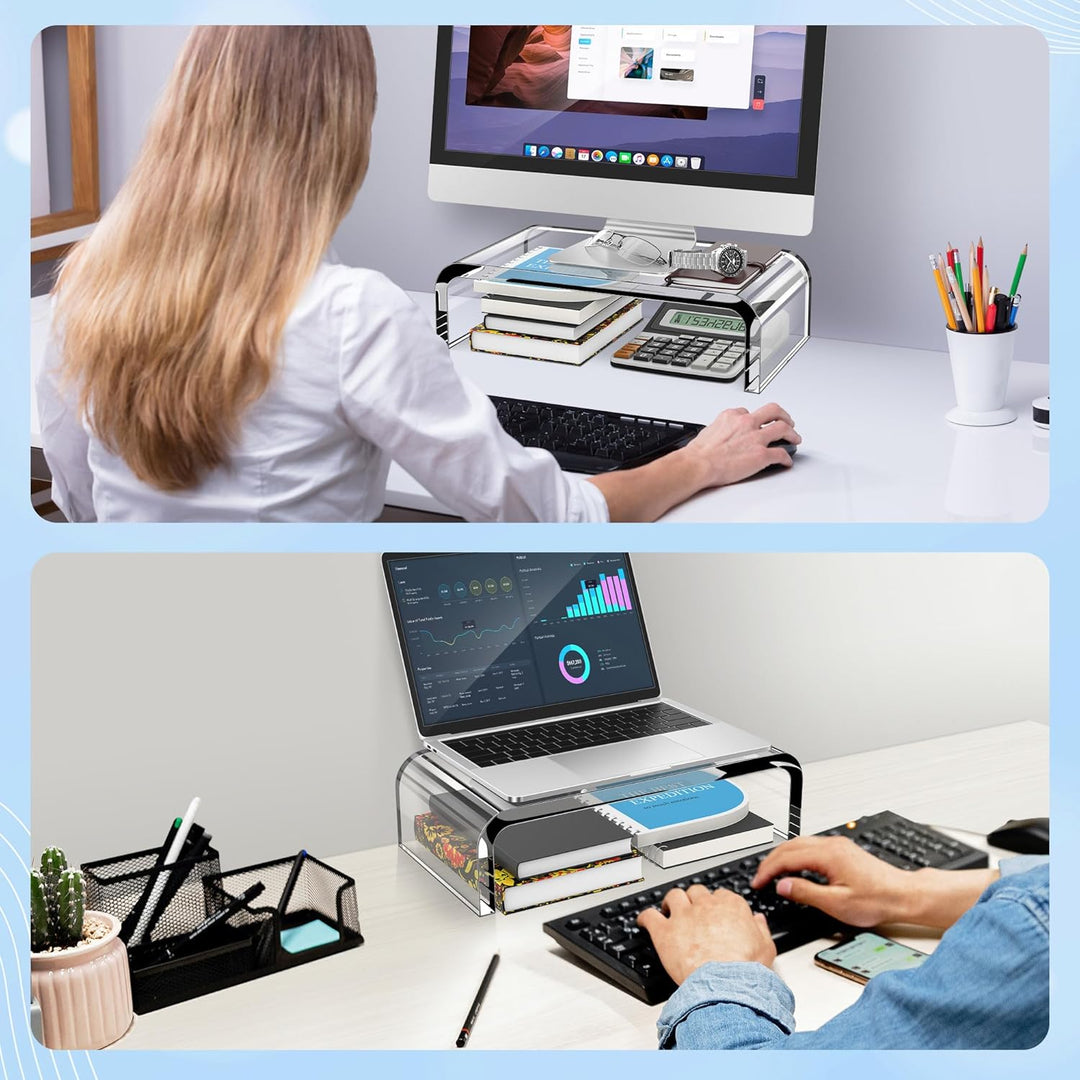 AboveTEK Acryl-Monitorständer Klarer Monitorständer &amp; Computer-Schreibtischständer, Premium-Acryl-La
