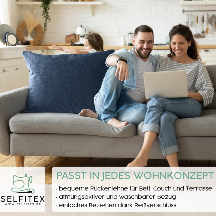 Selfitex Modisches Couchkissen XXL 60x80 cm, Sofakissen mit Füllung und Bezug, kuschelweiches Leseki