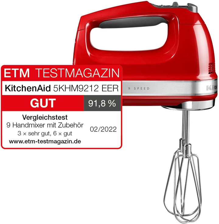 KitchenAid Leistungsstarker Handmixer 9 Stufen - Soft-Start und LED-Anzeige - Handrührer mit Edelsta