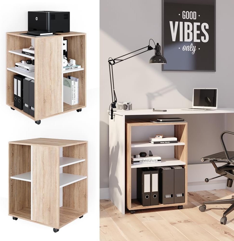 Vicco Rollcontainer, Sonoma/Weiss, 59 x 53 cm, Sonoma