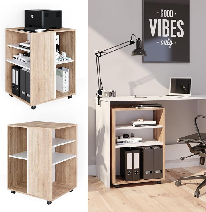 Vicco Rollcontainer, Sonoma/Weiss, 59 x 53 cm, Sonoma