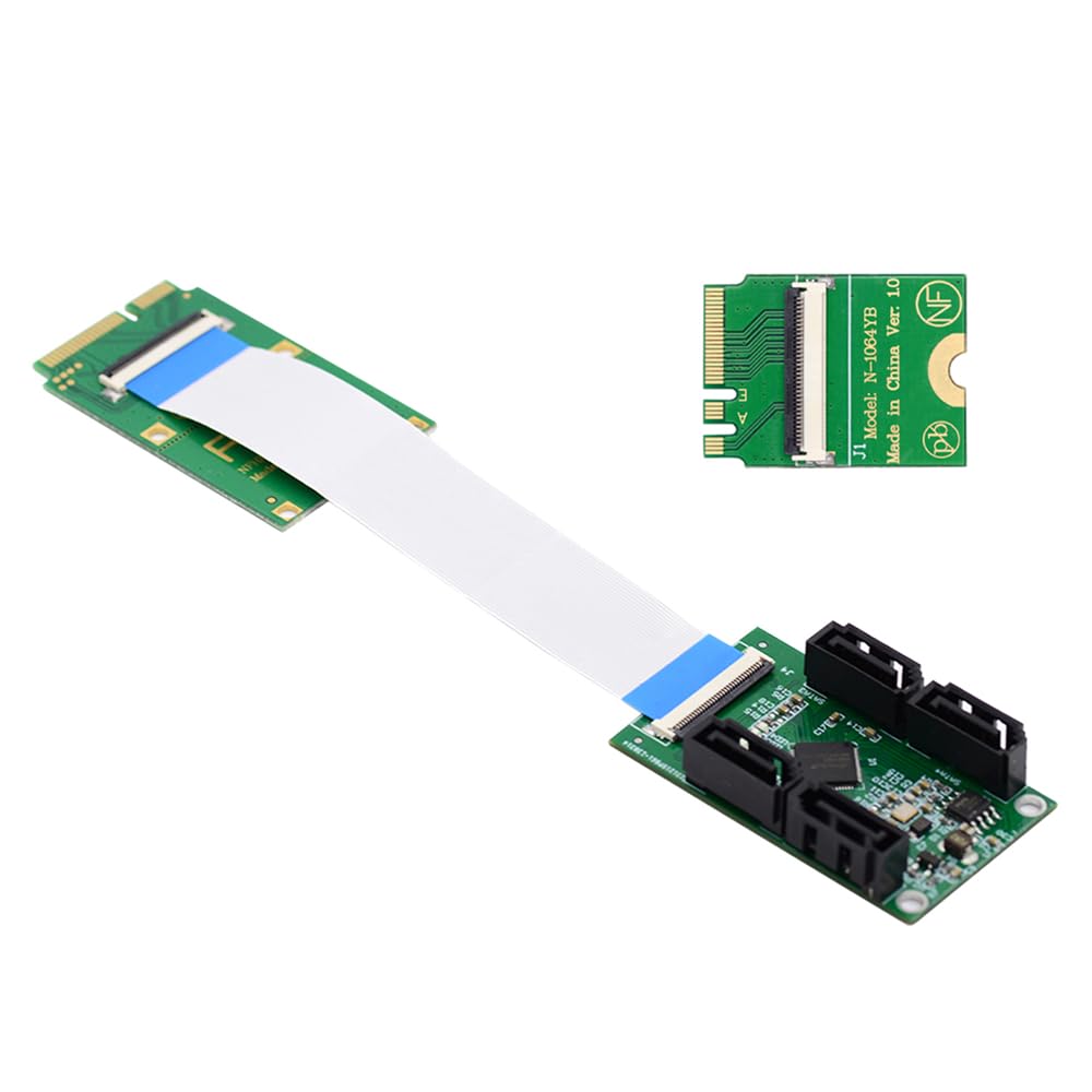 cablecc Mini PCI-E&A+E-Key auf Vier SATA3.0 6 Gbit/s Festplattenverlängerungskartenkabel 10 cm für S