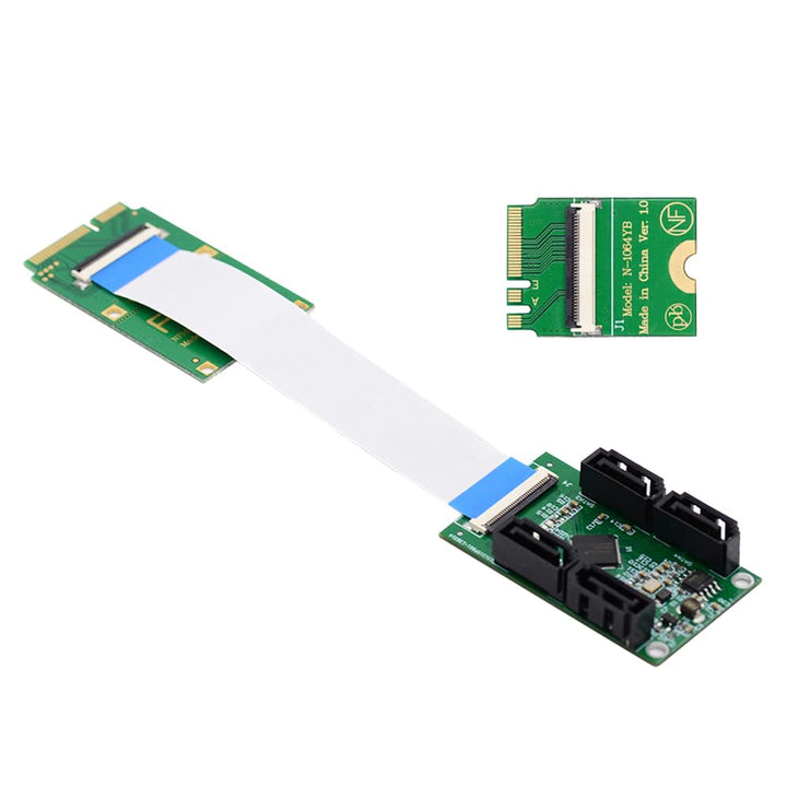 cablecc Mini PCI-E&A+E-Key auf Vier SATA3.0 6 Gbit/s Festplattenverlängerungskartenkabel 10 cm für S