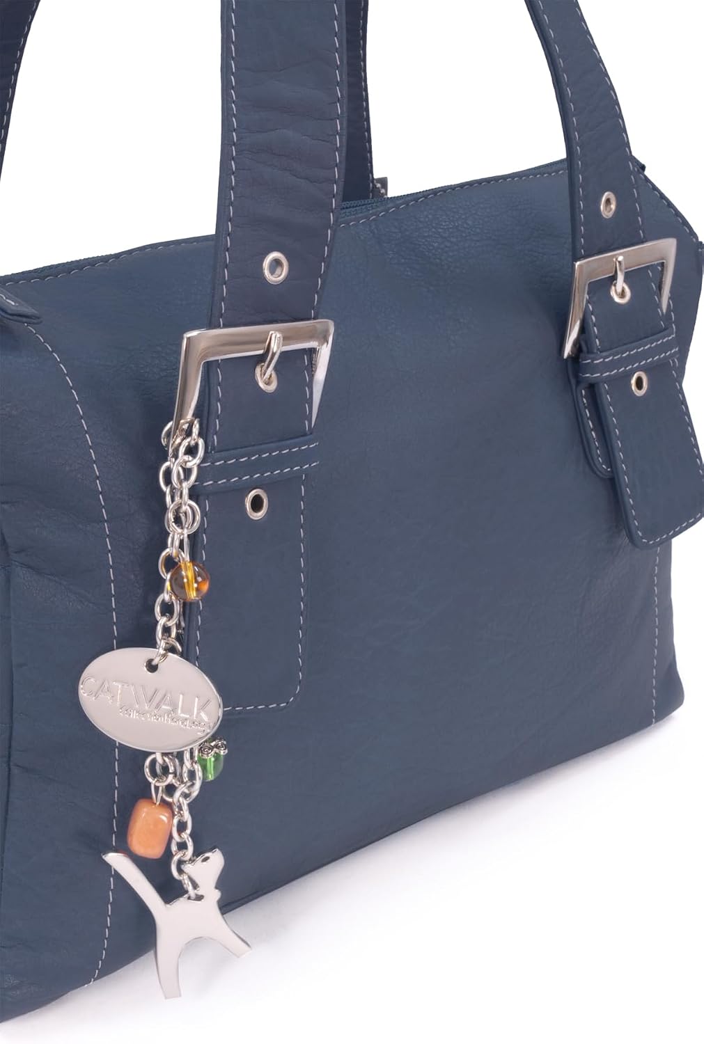 Catwalk Collection Handbags - Damen Leder Schultertasche - Handtasche Mittelgross mit Viele Fächer -