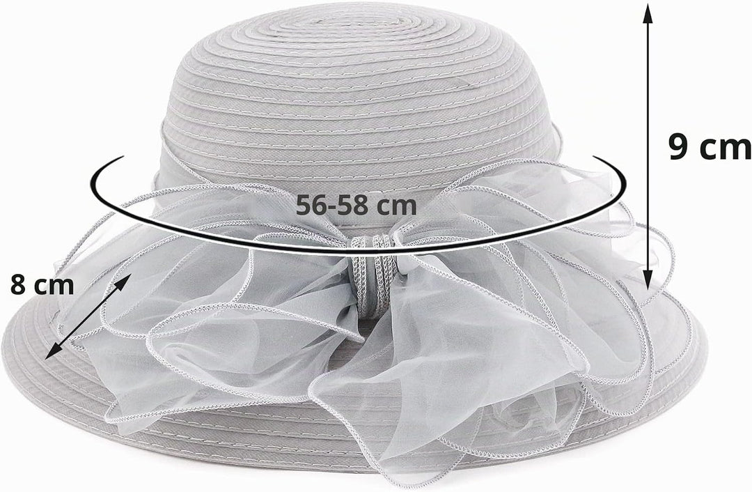 Naimo Damen Organza Kirche Kentucky Hüte Derby Fascinator Hut Elegante Schleife Breite Krempe Brauth