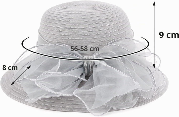 Naimo Damen Organza Kirche Kentucky Hüte Derby Fascinator Hut Elegante Schleife Breite Krempe Brauth