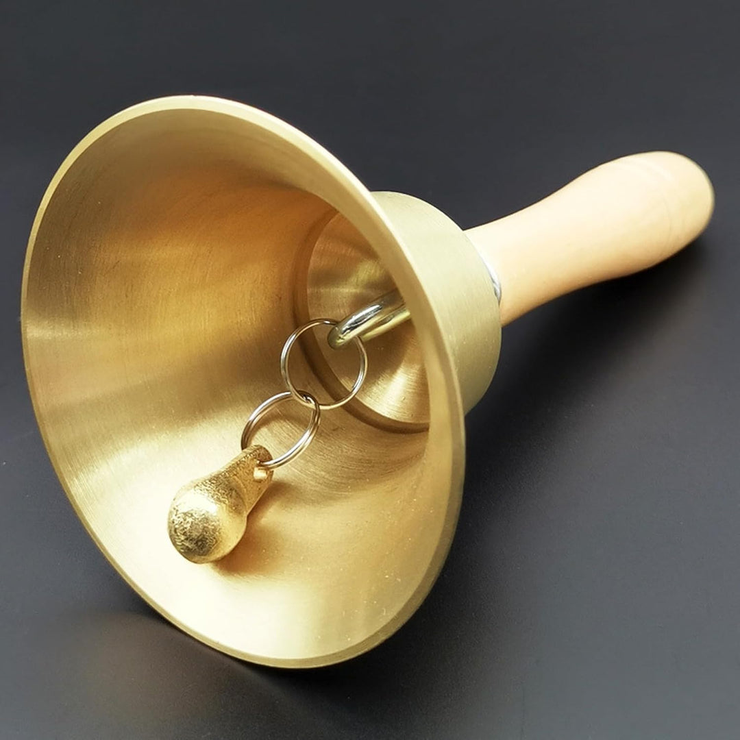 MrMrKura Superlaute Handglocke aus massivem Messing mit Holzgriff für Kirche, Hotel, Schule, Gottesd
