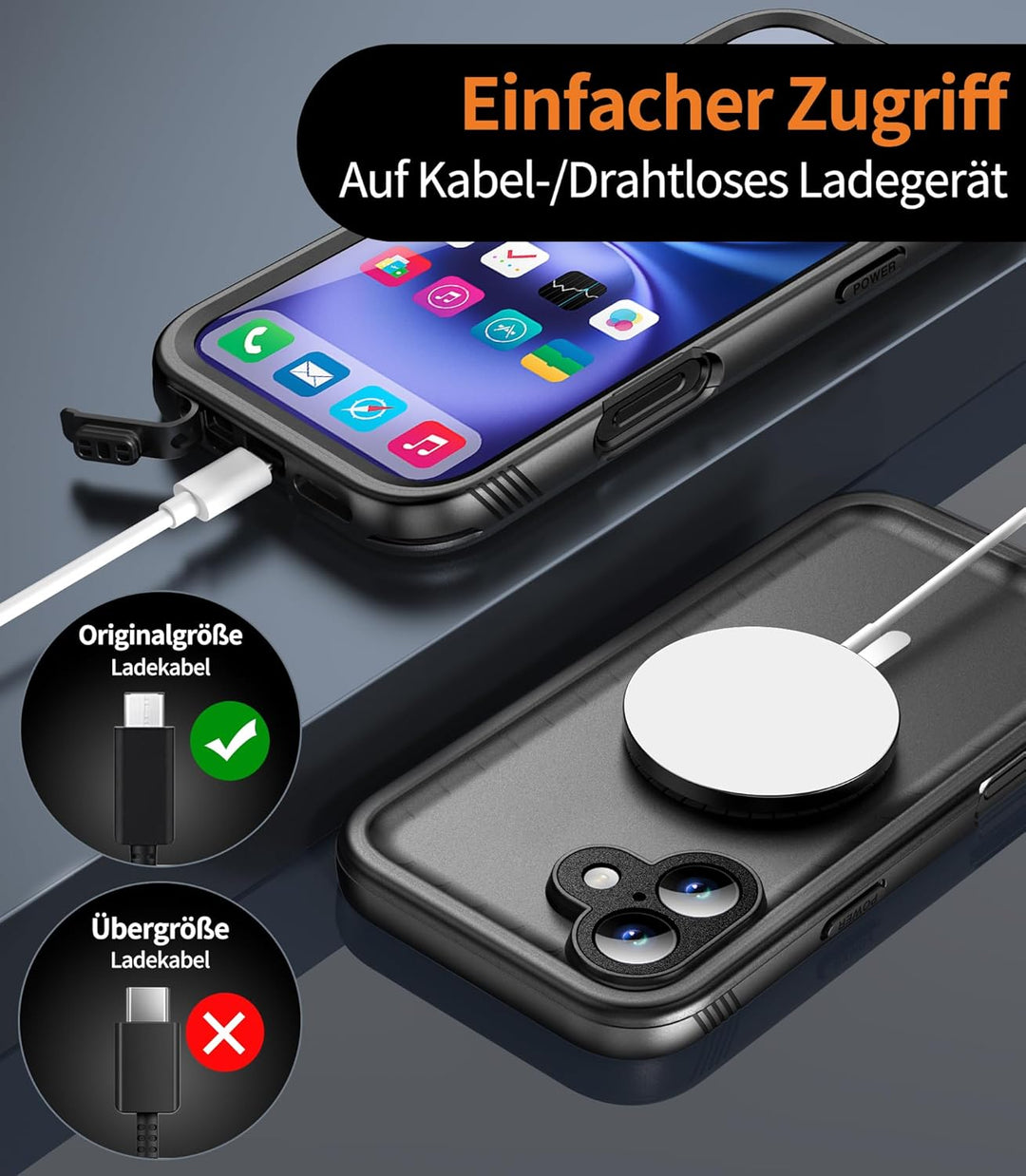 Cozycase TOP Militärschutz Magnetische Hülle für iPhone 16 Plus für MagSafe wasserdichte 360 Grad Pa
