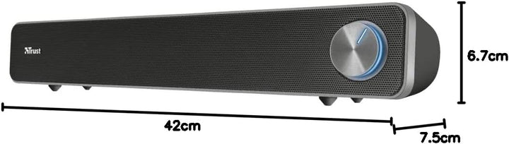 Trust Arys Soundbar, PC Lautsprecher, USB Betrieb, 12 W Spitzenleistung, 3,5 mm AUX Anschluss, Compu