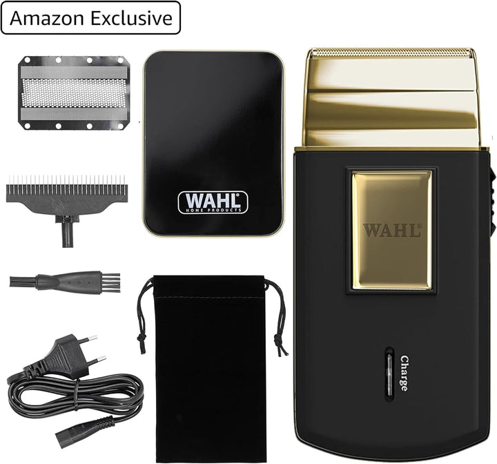 Wahl Travel Shaver Gold Edition- Schnurloser und wiederaufladbarer Elektrorasierer für Männer, ideal