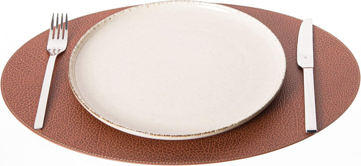 Nikalaz Oval Platzsets aus Recyceltem Leder, 4 Stück Tischsets, Tisch-Matten, Platzdeckchen 45.7 x 3