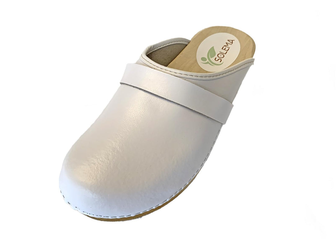 Solema Erik Lederschuhe Clog Pantolette Komfortschuhe Hausschuhe, Herren 46 EU Weiss, 46 EU Weiß