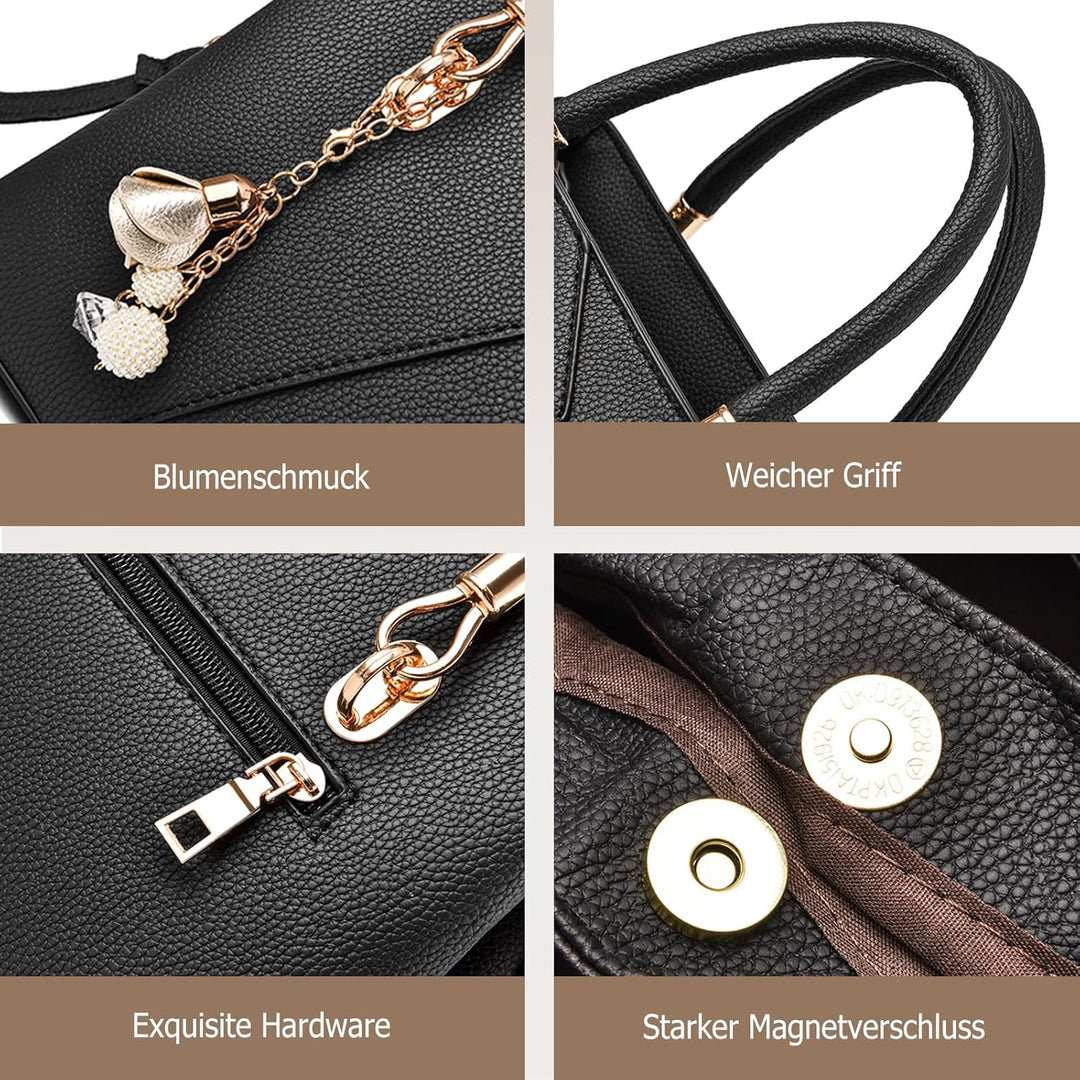 FANDARE Damen-Henkeltaschen Mehrfachtasche Handtasche PU-Leder Umhängetaschen Schultertaschen Wasser