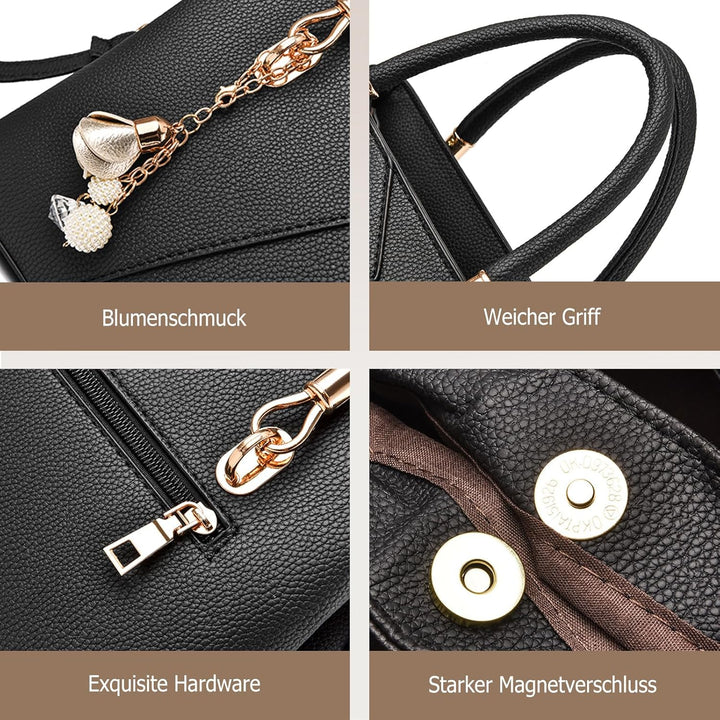 FANDARE Damen-Henkeltaschen Mehrfachtasche Handtasche PU-Leder Umhängetaschen Schultertaschen Wasser