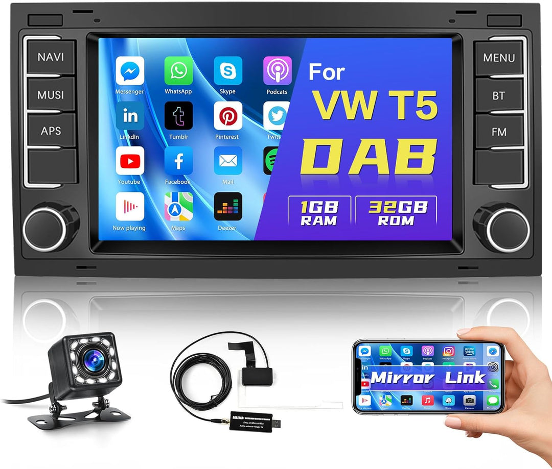 DAB 1G 32G Android 13 Autoradio mit Navi Für VW Touareg 2004-2011 Transporter Ts Multivan 2004-2009,